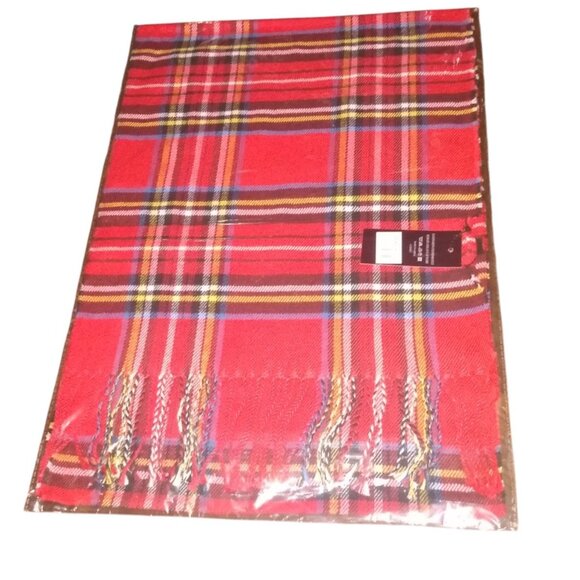 Memories Red Tartan Scarf-67"-NWT - Picture 6 of 7